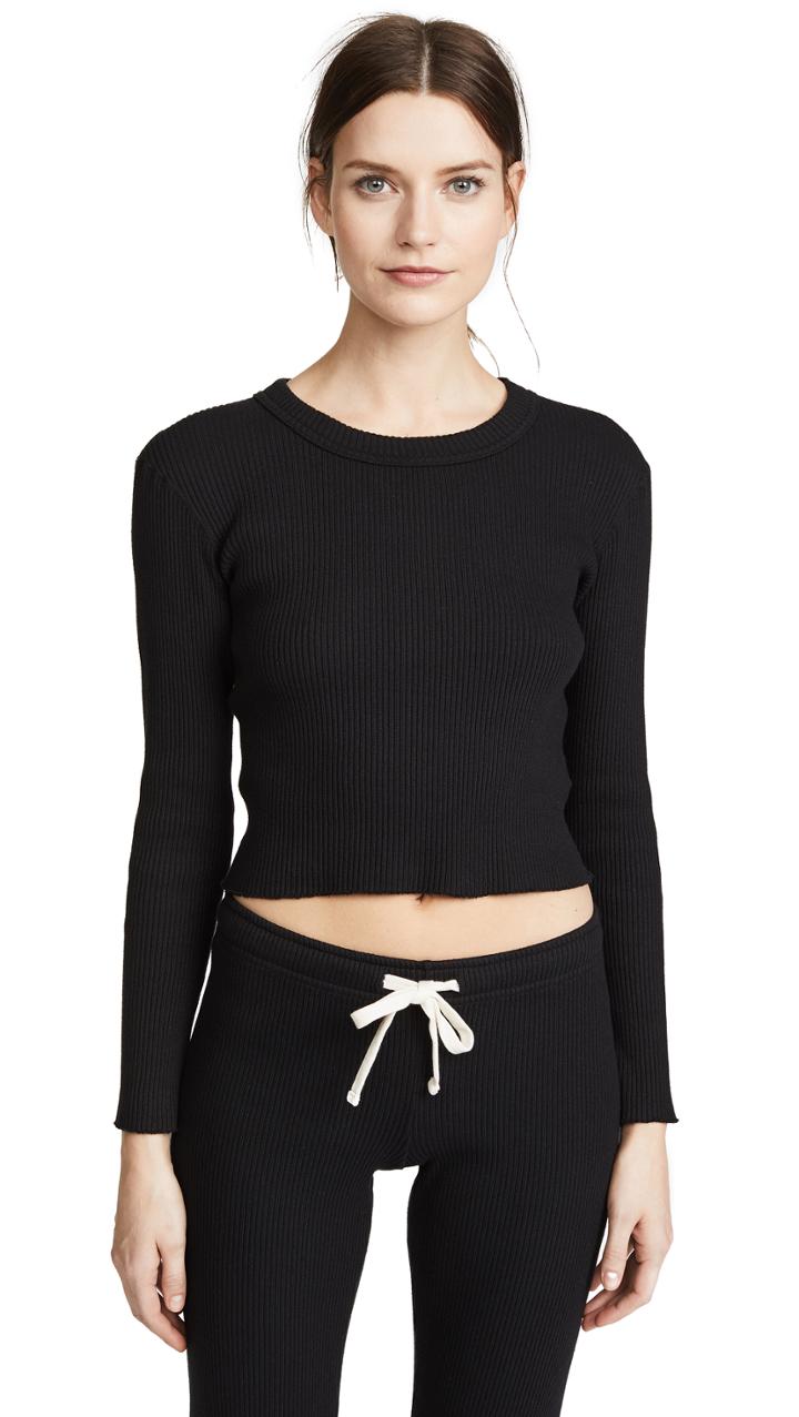 Monrow Off Shoulder Double Layer Sweatshirt