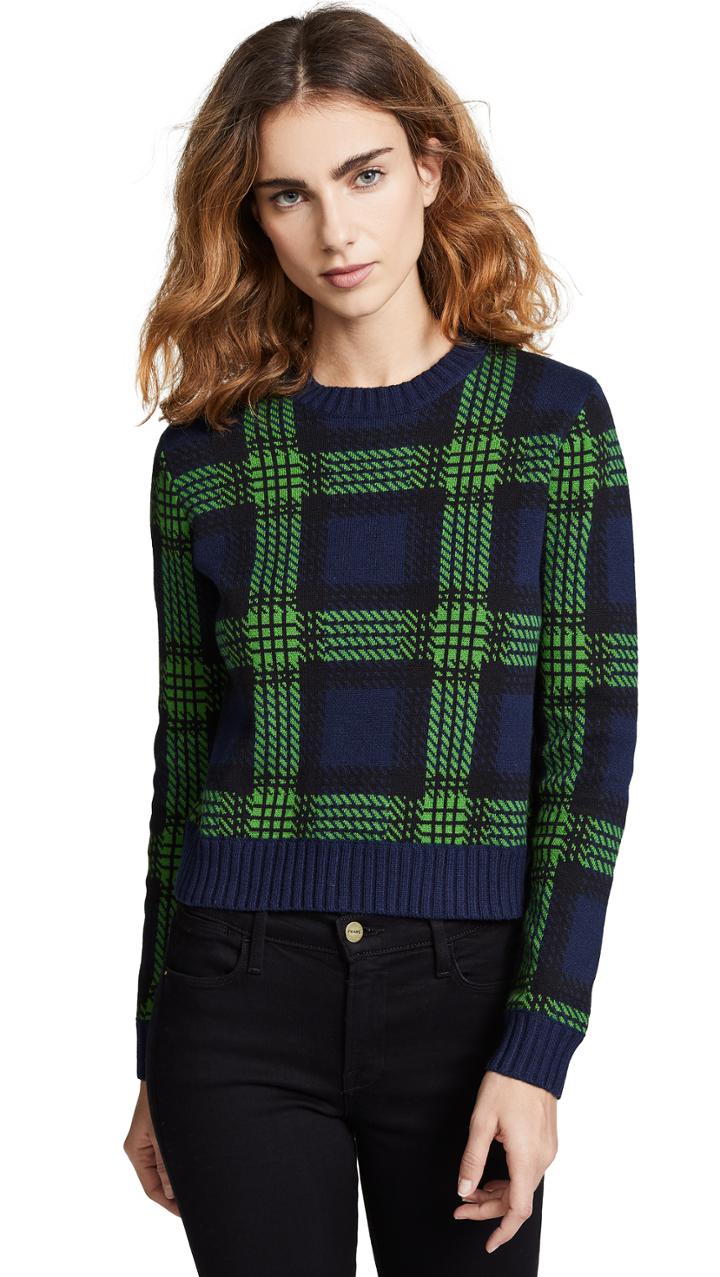 Bop Basics Tartan Plaid Crew Neck Sweater
