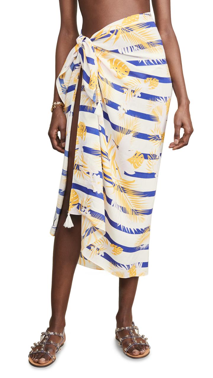 Plush Striped Palm Pareo Cover Up