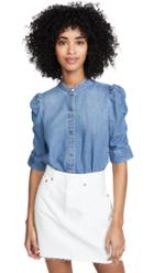 Frame Shirred Sleeve Button Up