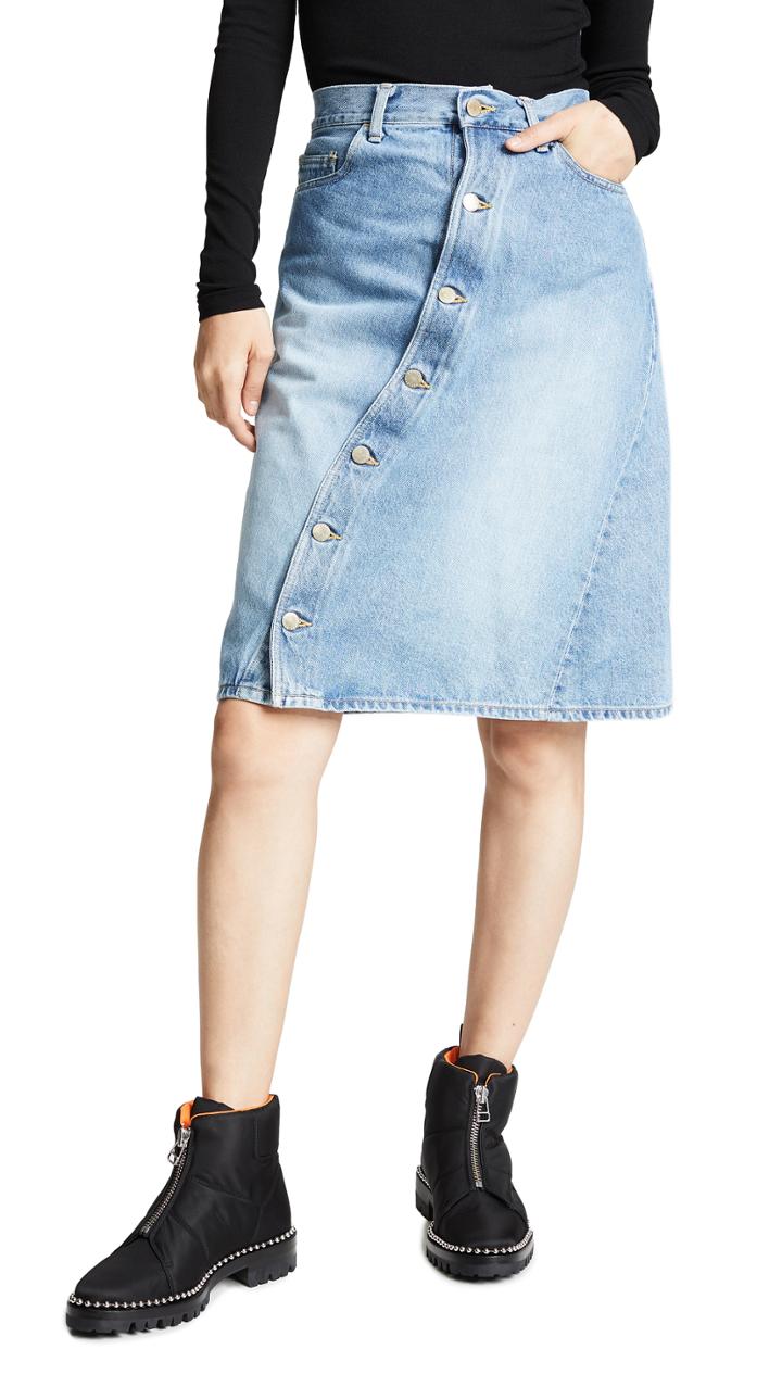 Facetasm Diagonal Button Skirt