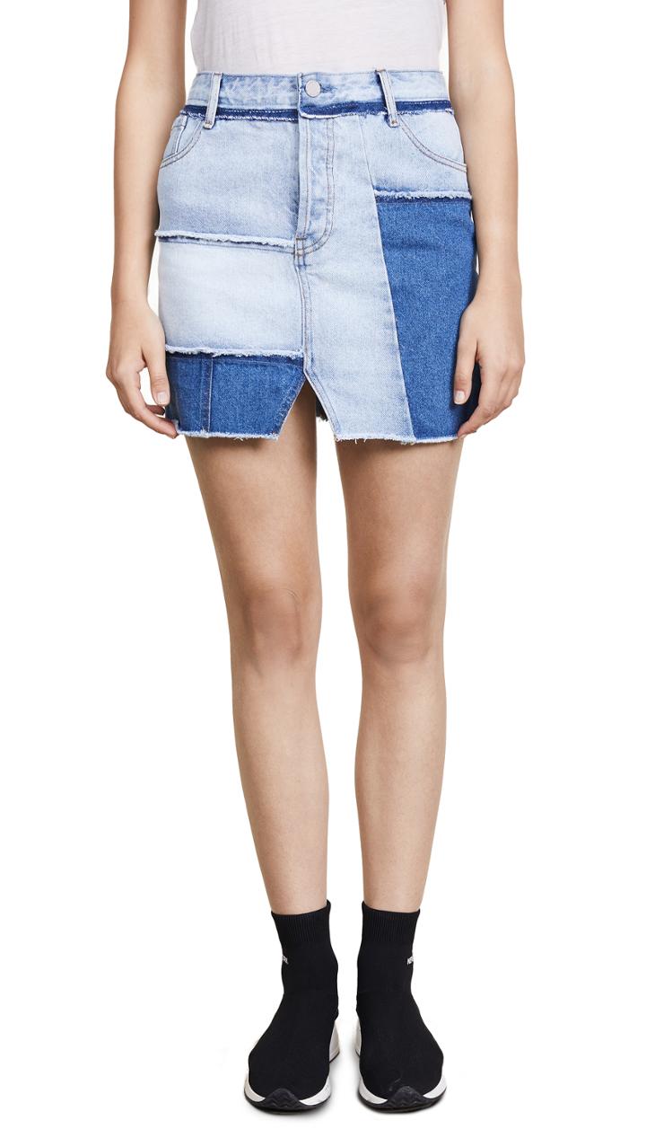 Kendall Kylie Denim Patchwork Skirt