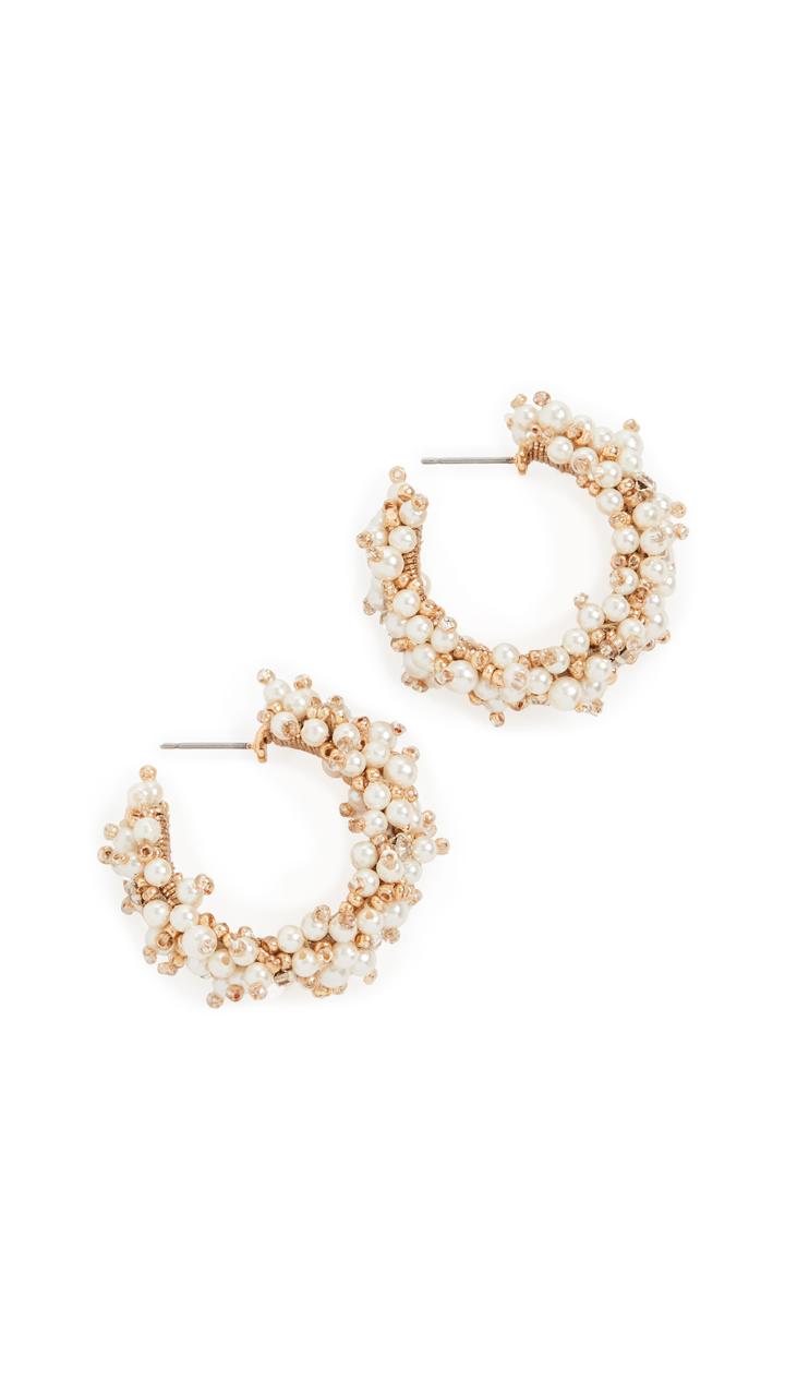 Oscar De La Renta Small Bead Cluster Hoops
