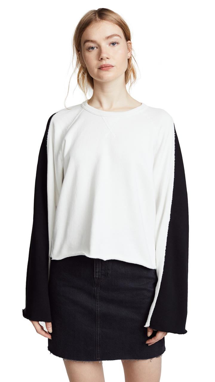 7 For All Mankind Flare Sleeve Crop Sweatshirt