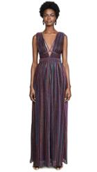 Jonathan Simkhai Rainbow Pleats Open Neck Maxi Dress