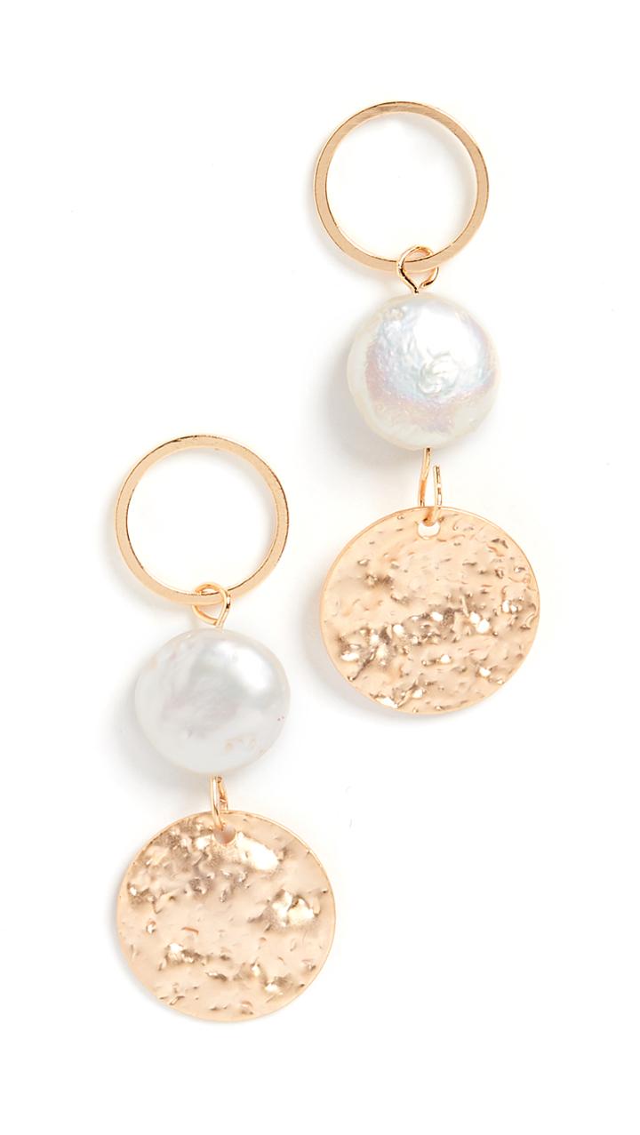 Jules Smith Pearl Disc Drop Earrings