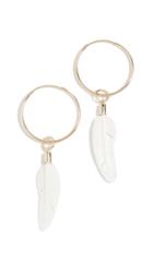 Jacquie Aiche 14k Feather Charm Small Tube Hoop Earrings
