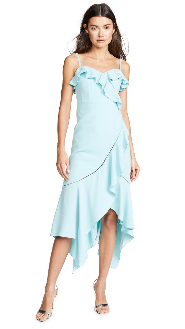 Jonathan Simkhai Crepe Asymmetric Ruffle Dress