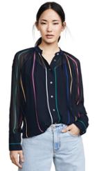 Derek Lam 10 Crosby Gathered Neck Button Down Blouse