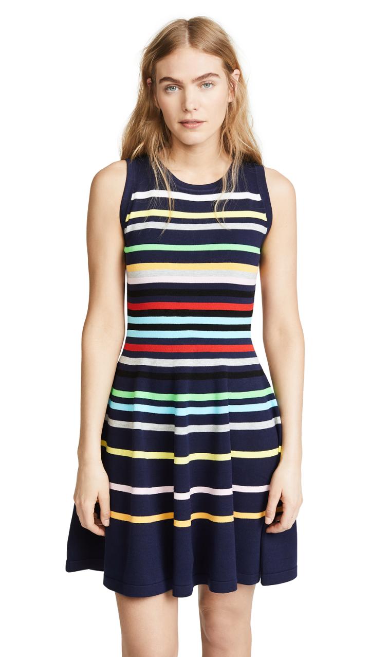 Milly Rainbow Stripe Flare Dress