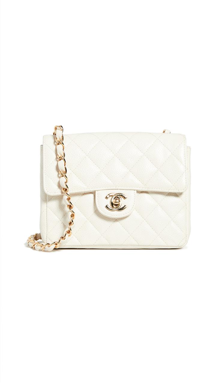 What Goes Around Comes Around Chanel White Caviar Half Flap Mini Bag