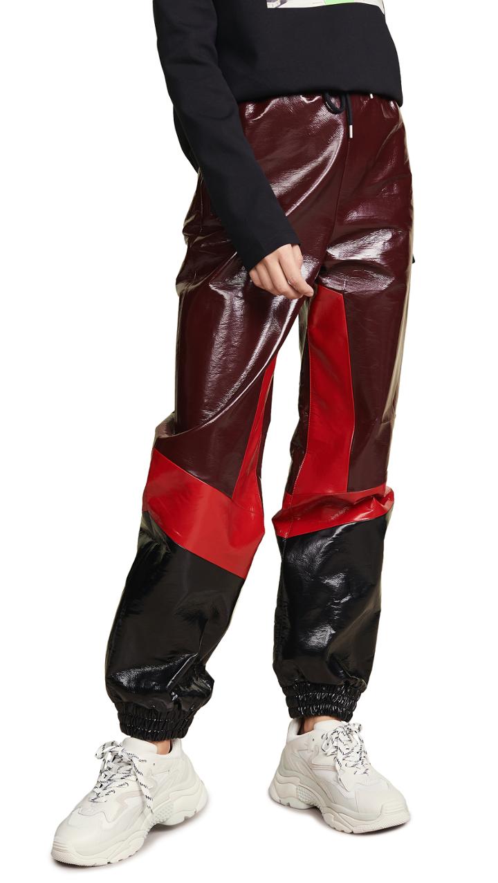 Msgm Faux Leather Track Pants