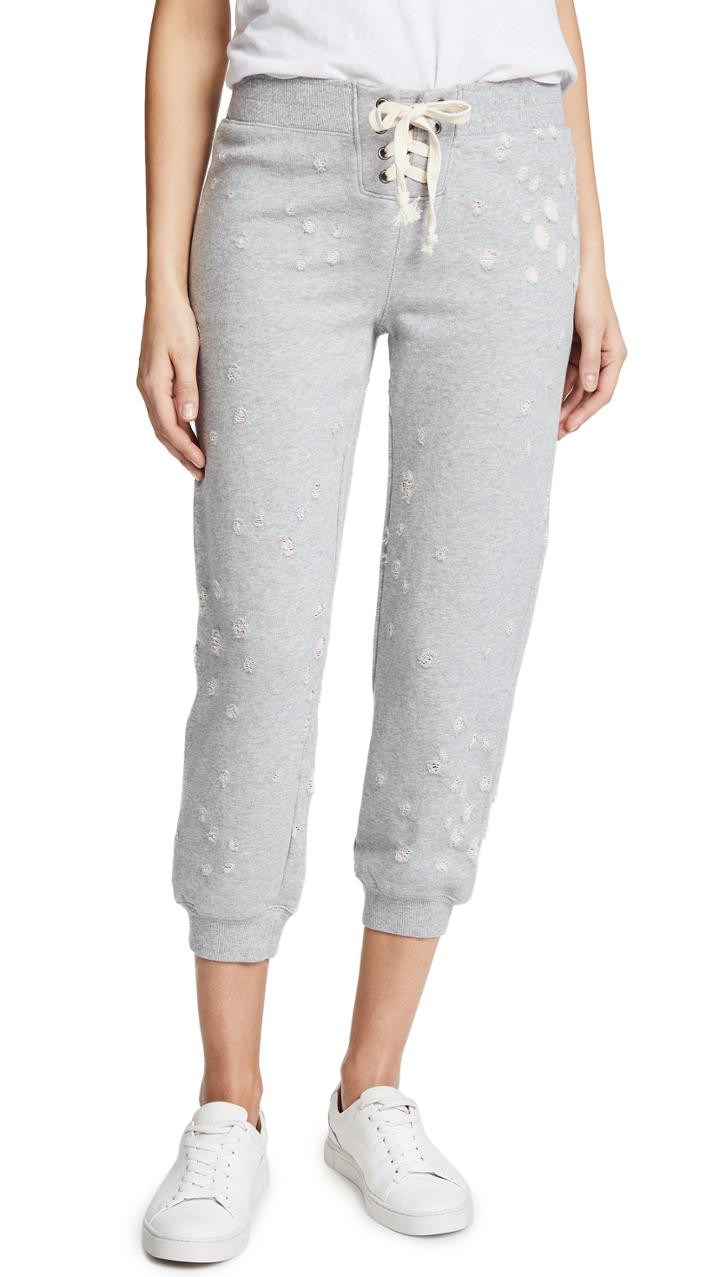 David Lerner Distressed Cropped Track Pants