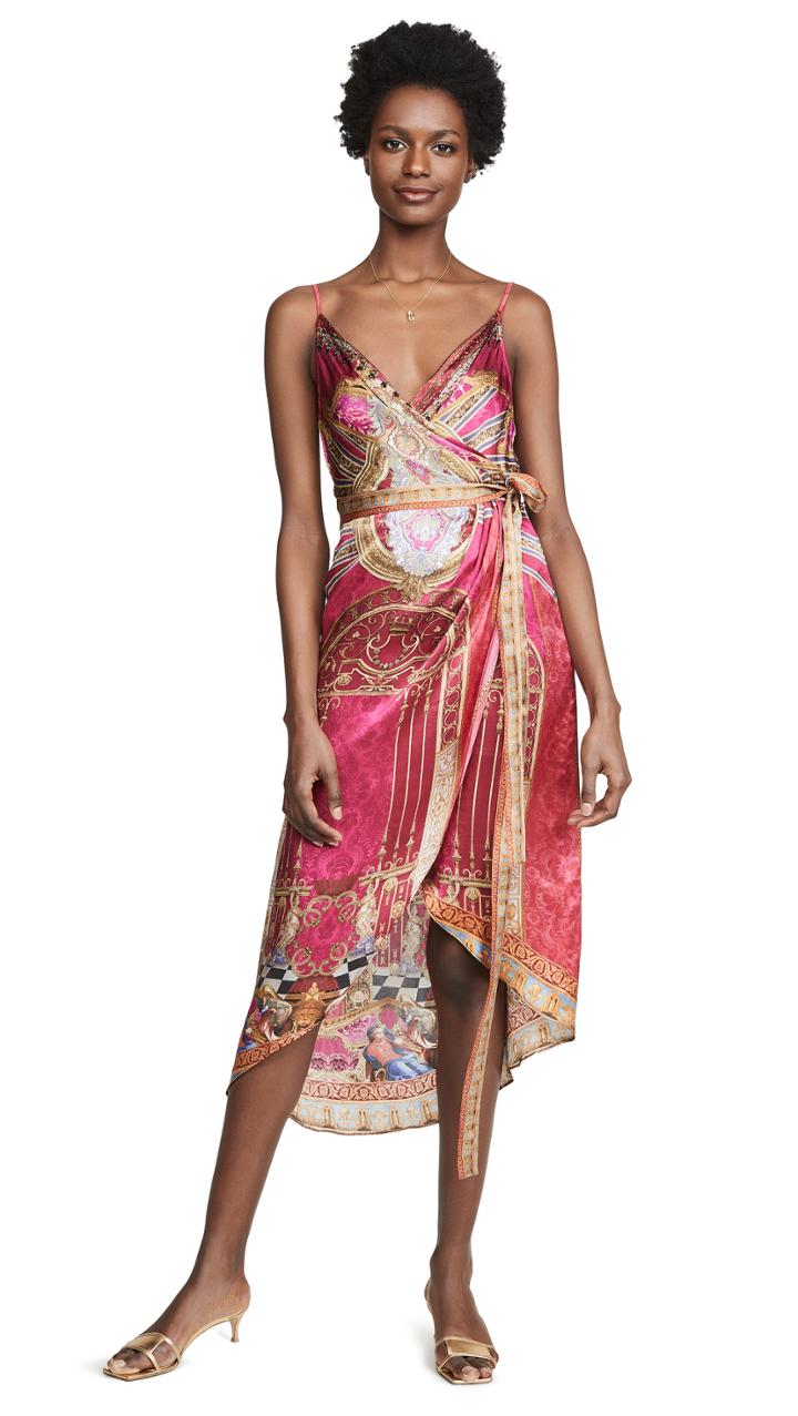 Camilla Asymmetrical Wrap Dress With Straps