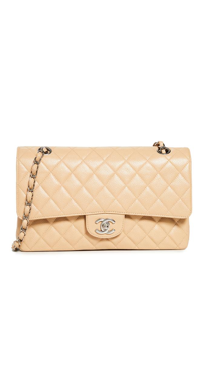 What Goes Around Comes Around Chanel Beige Caviar 2 55 10 Flap Bag 