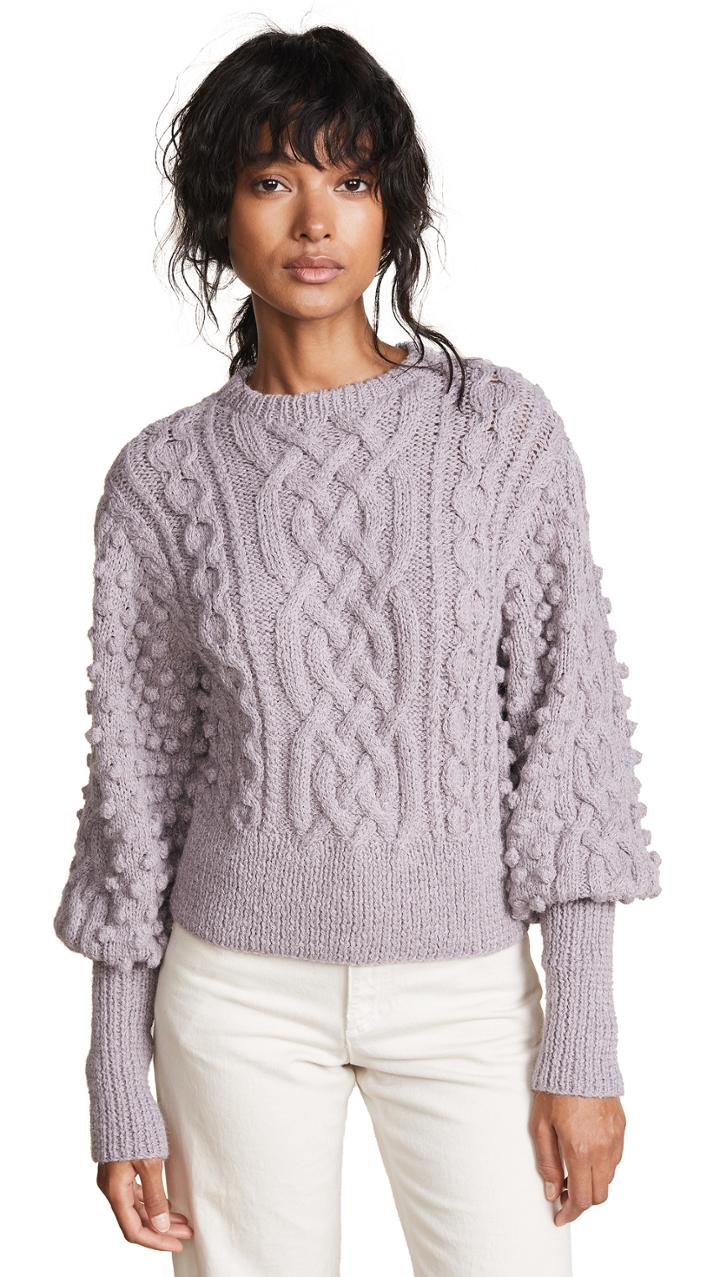 Apiece Apart Lieve Handknit Cable Crew Sweater