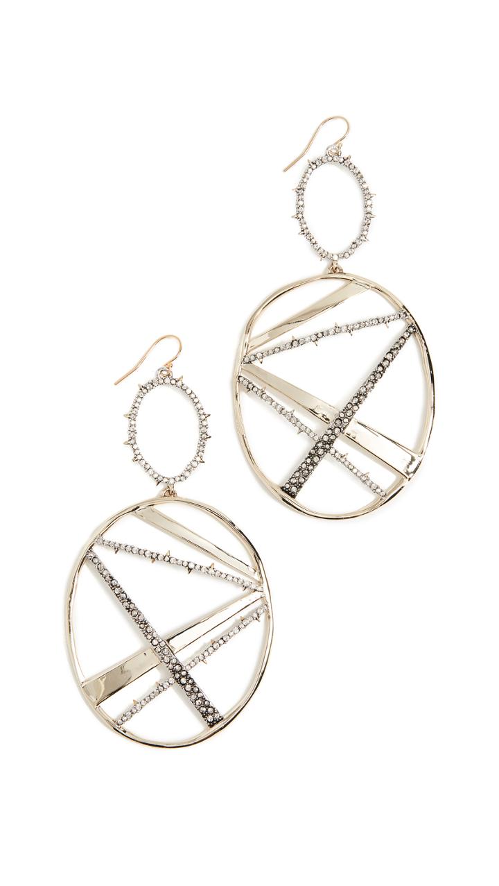 Alexis Bittar Crystal Plaid Oversize Dangling Earrings