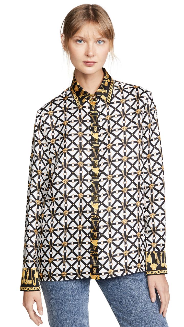 Versace Printed Button Down Shirt