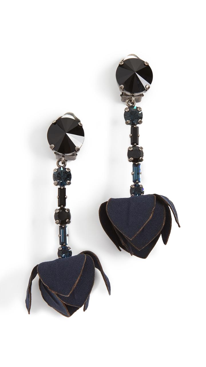 Marni Strass And Fabric Earrings
