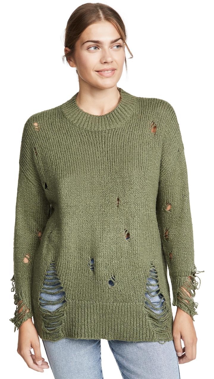 One Teaspoon Khaki Destroyed Fishermans Knit