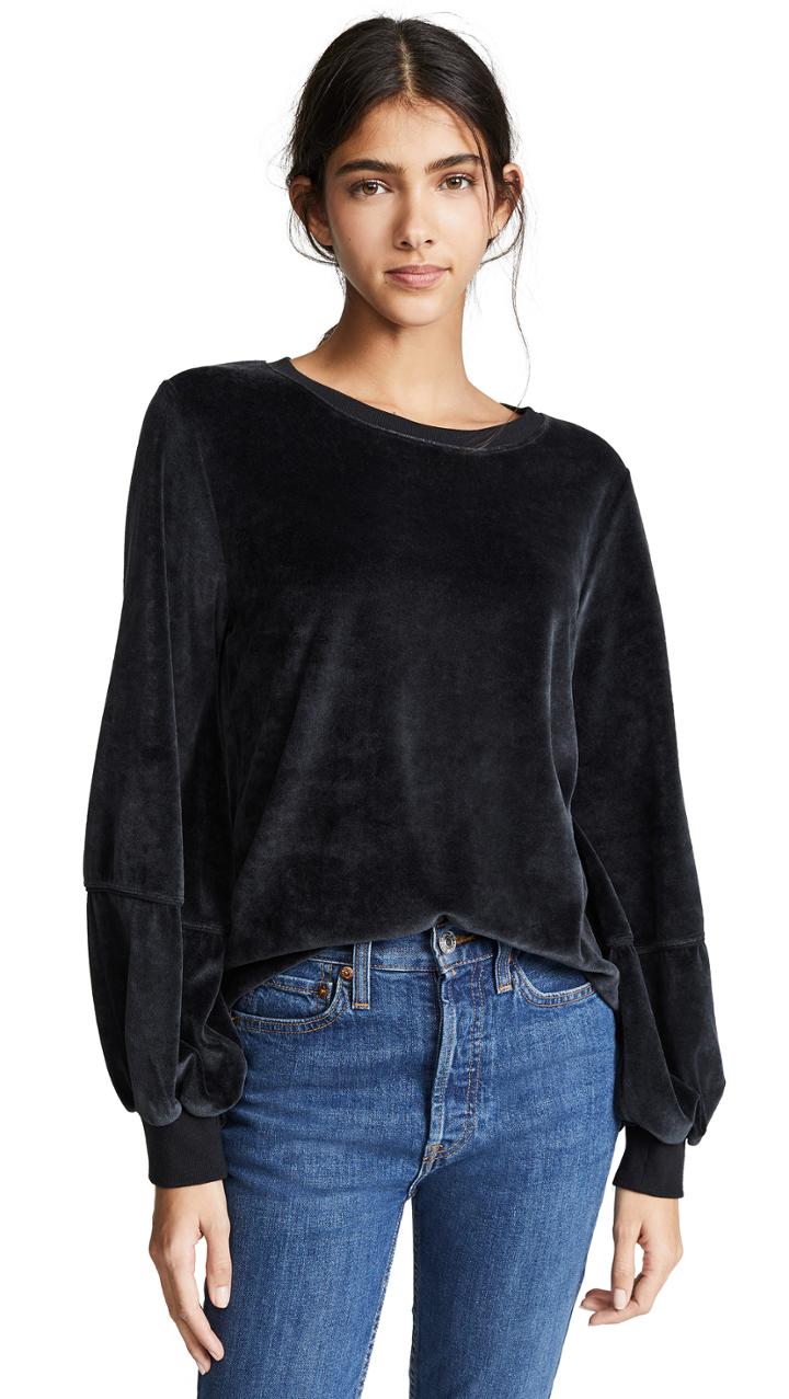 Nation Ltd Kiera Velvet Lantern Sleeve Top