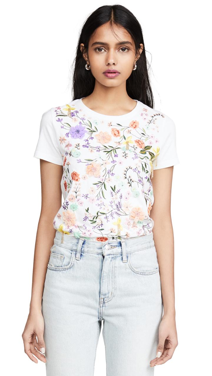Alice Olivia Rylyn Embellished Crew Neck Top