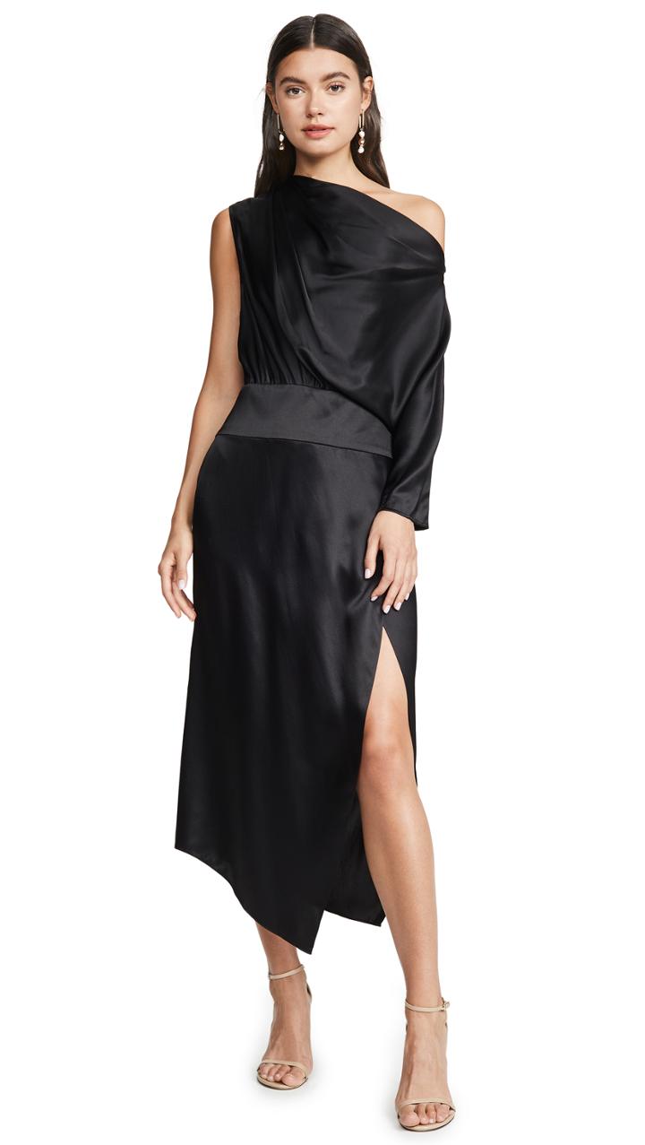 Michelle Mason One Sleeve Draped Dress
