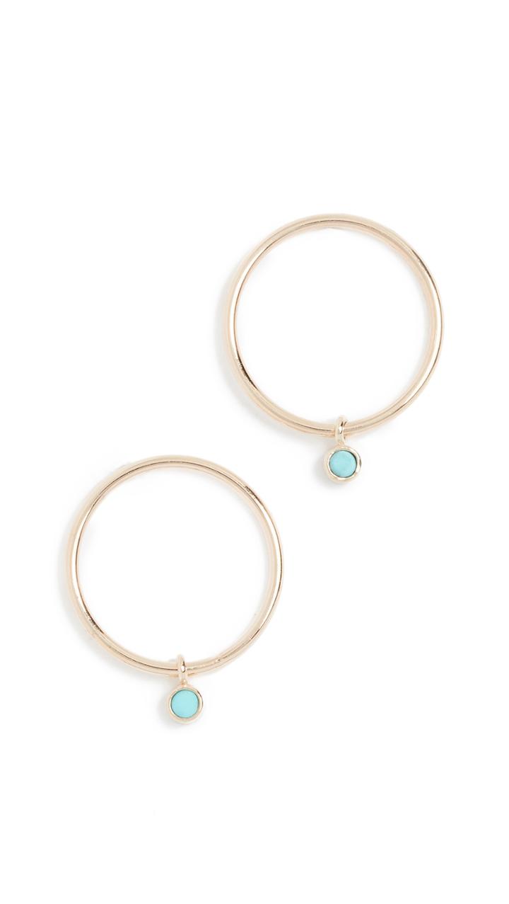 Zoe Chicco 14k Gold Earrings With Turquoise Bezel