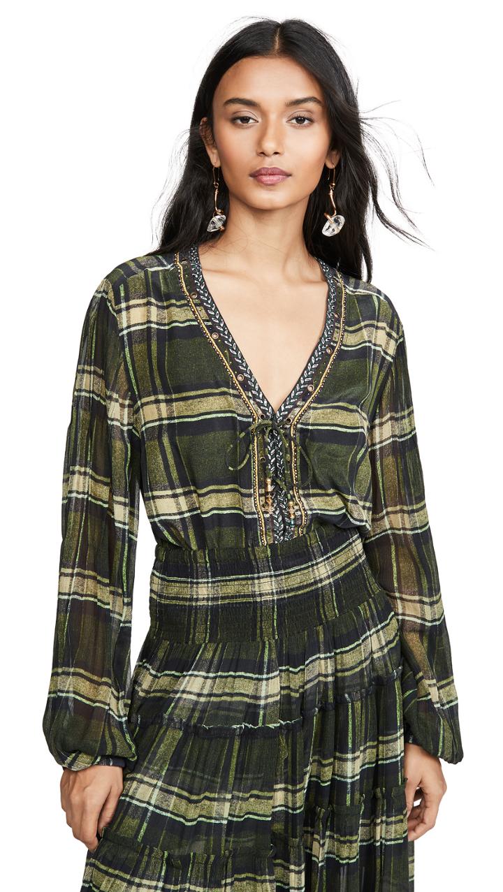 Camilla Peasant Blouse With Front Lacing