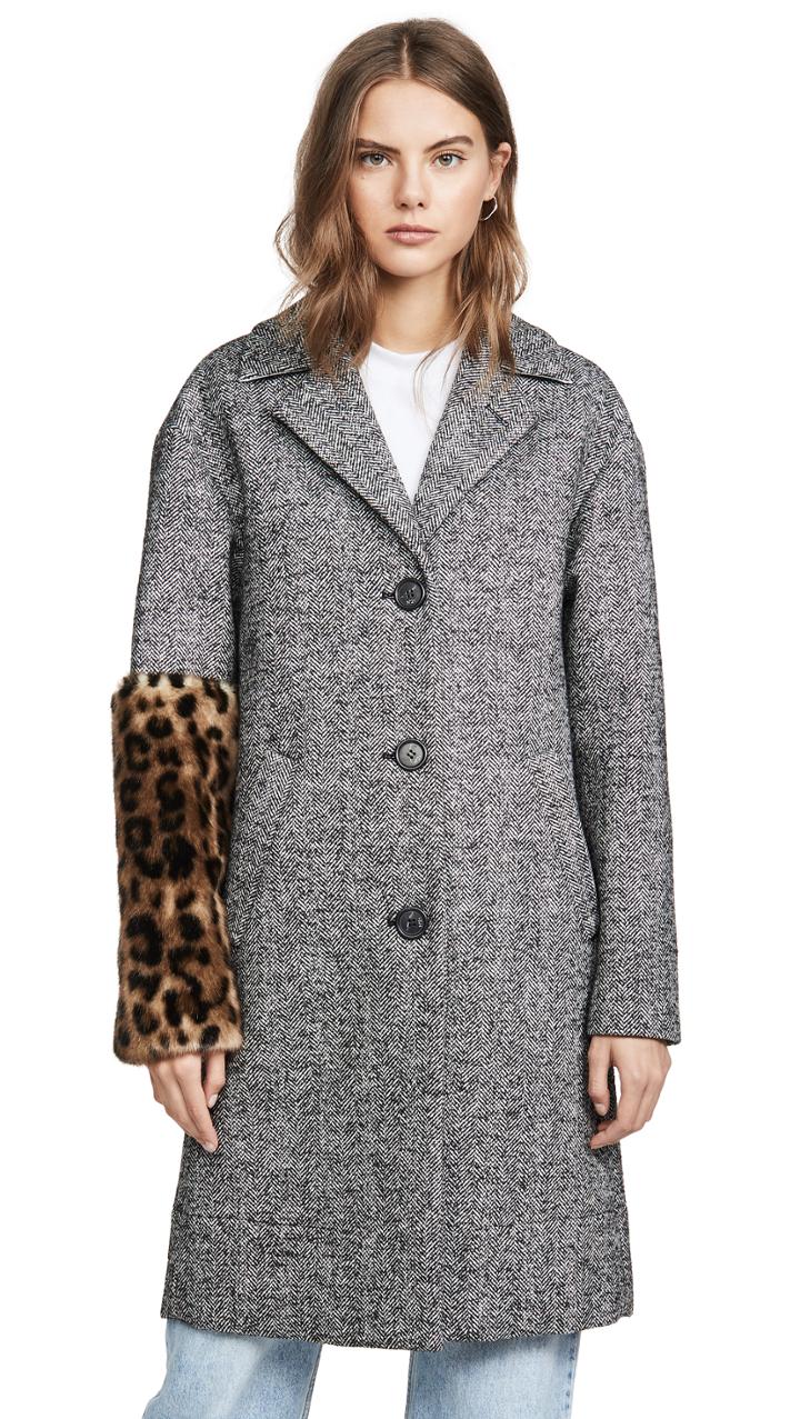 No 21 Leopard Sleeve Coat