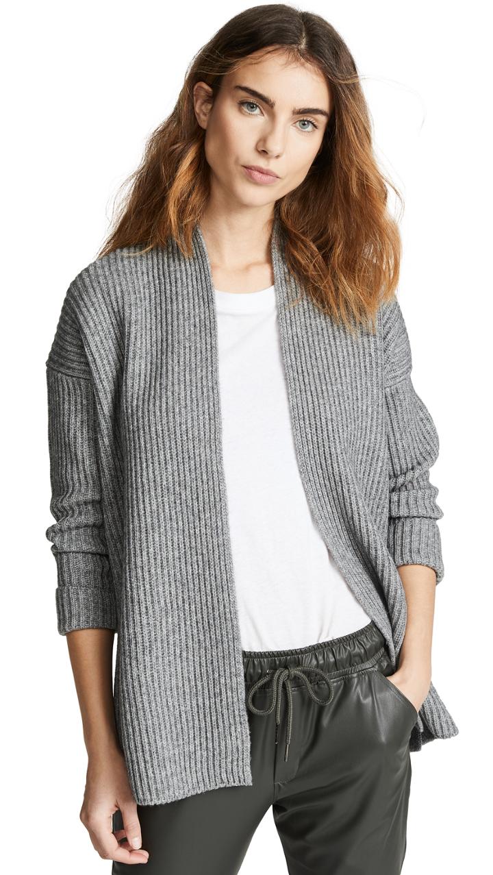 Vince Ribbed Button Cardigan