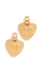 What Goes Around Comes Around Chanel Gold Cc Heart Earrings