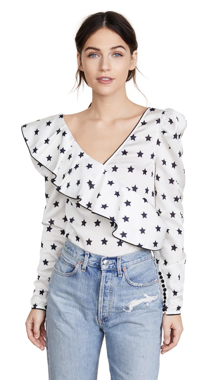 Self Portrait Star Frilled Top
