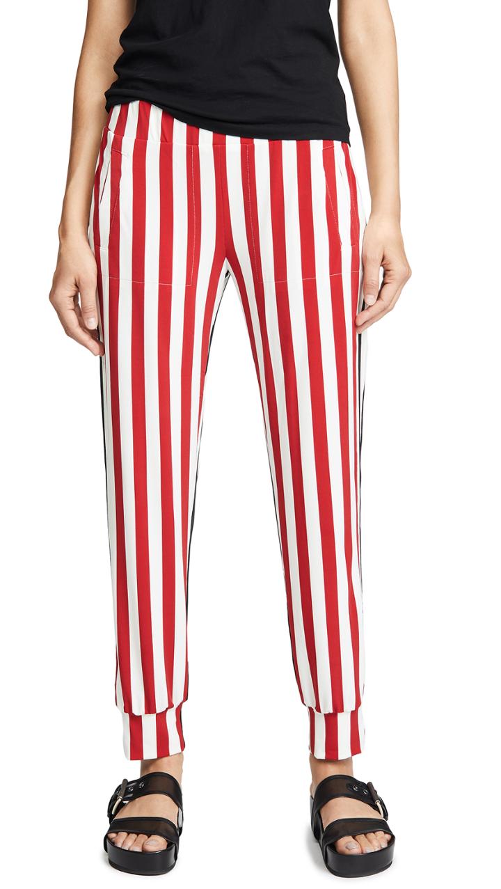 Norma Kamali Side Stripe Jogger Pants