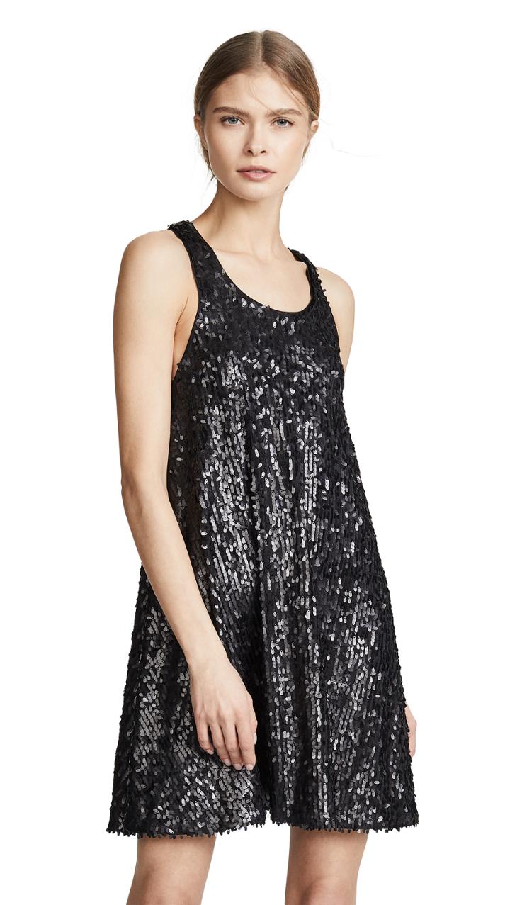 Norma Kamali Allover Sequin Flared Dress
