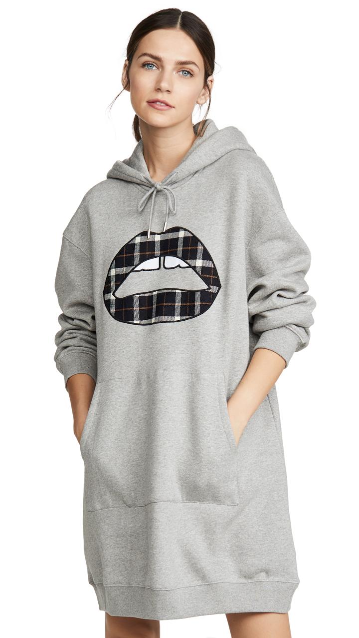 Markus Lupfer Lucie Check Lip Hoodie Dress