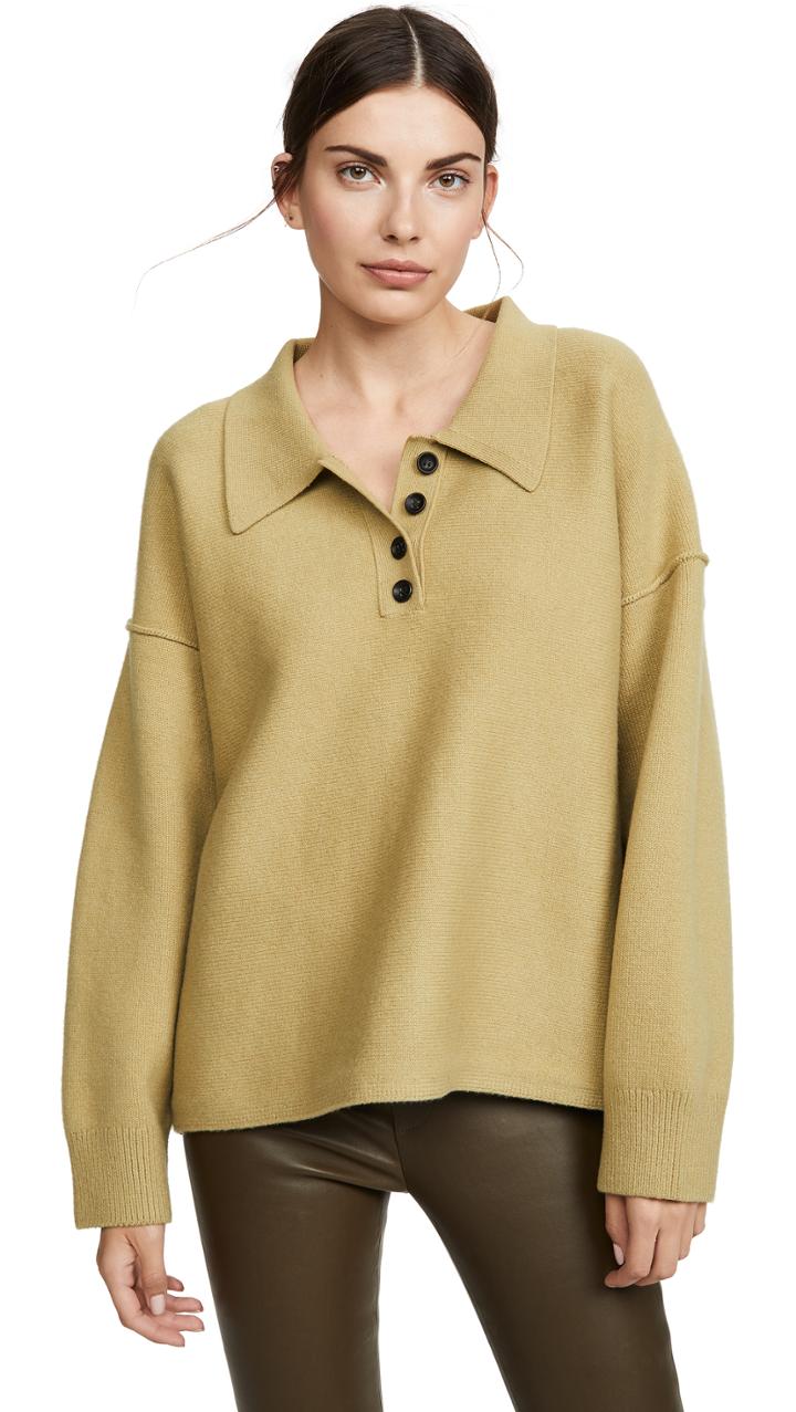 Alexander Wang Oversized Long Sleeve Polo Shirt