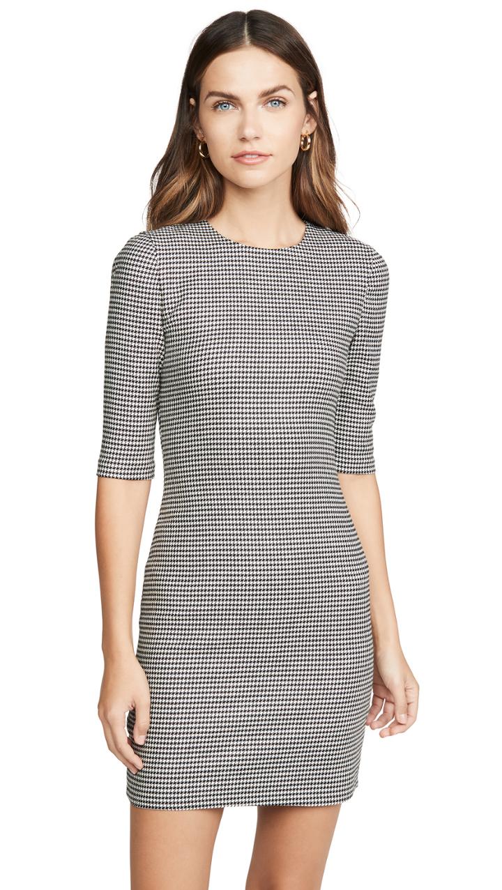 Alice Olivia Delora Crew Neck Fitted Short Dress