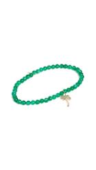 Sydney Evan 14k Gold Green Onyx Beaded Palm Tree Charm Bracelet