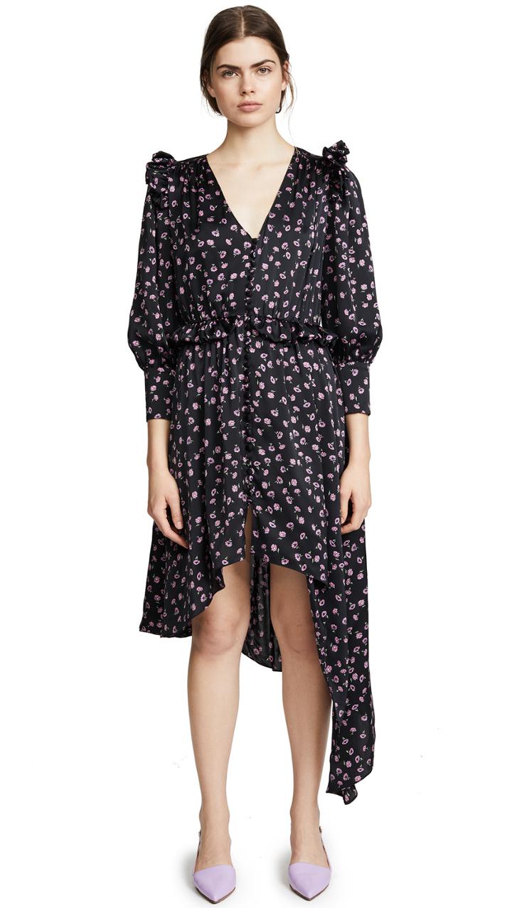 Magda Butrym Tarragona V Neck Asymmetrical Dress
