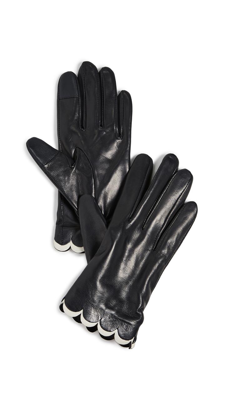 Kate Spade New York Scallop Leather Gloves