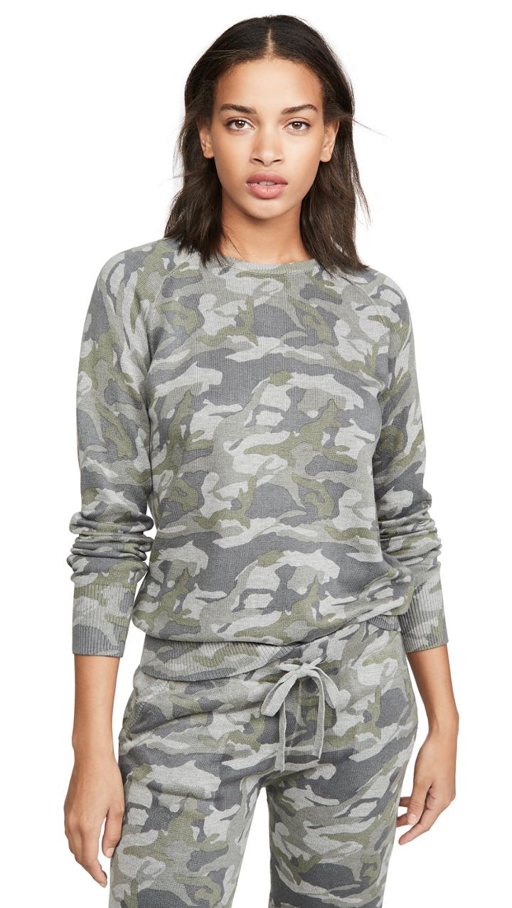 Monrow Grey Camo Raglan Sweatshirt