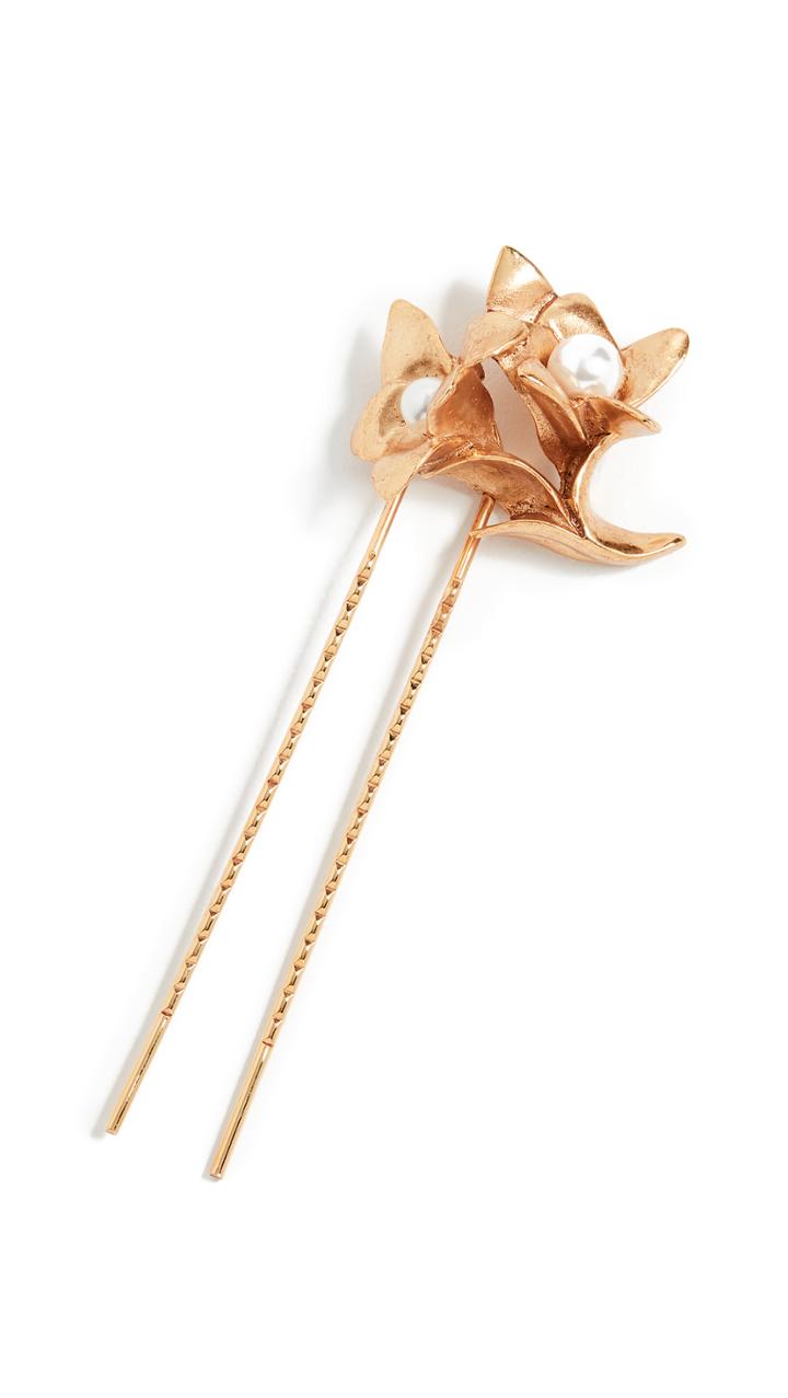 Oscar De La Renta Pearl Flower Hair Pin