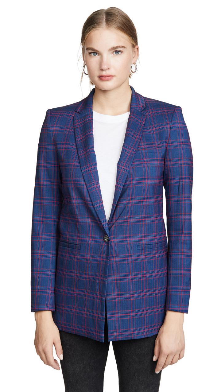 Laveer Tartan Boyfriend Blazer