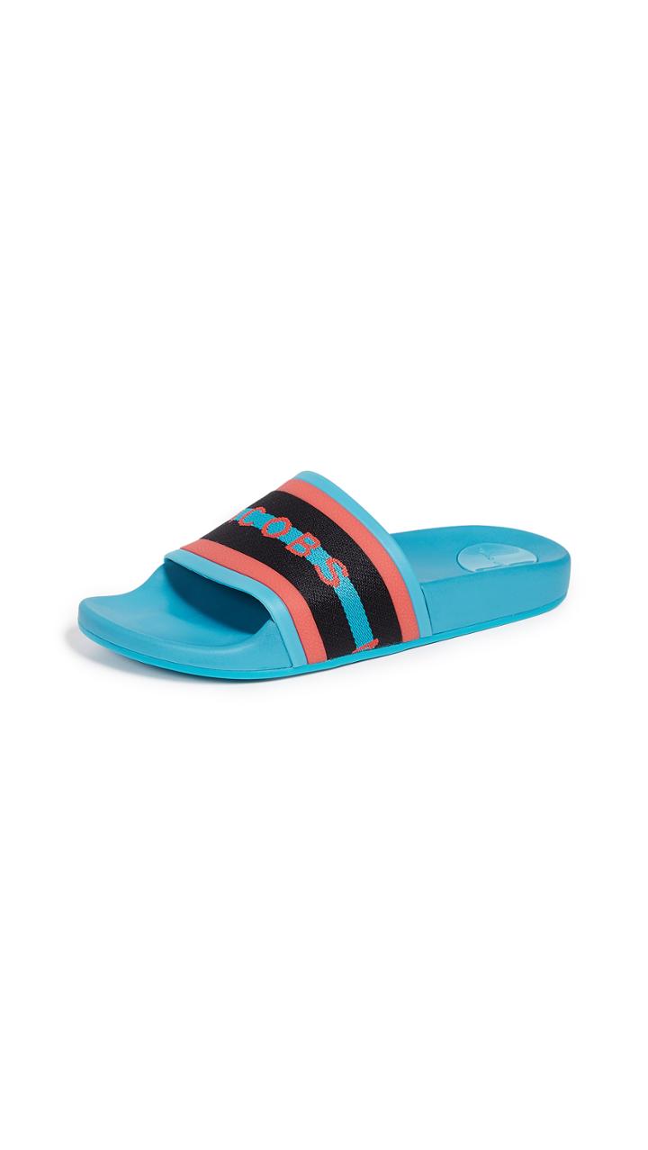 Marc Jacobs Cooper Webbing Aqua Slides