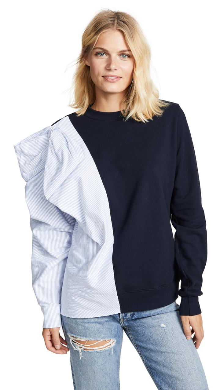 Clu Contrast Striped Bow Sweatshirt