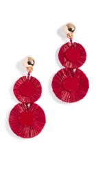 Oscar De La Renta Raffia Disk Drop Clip On Earrings
