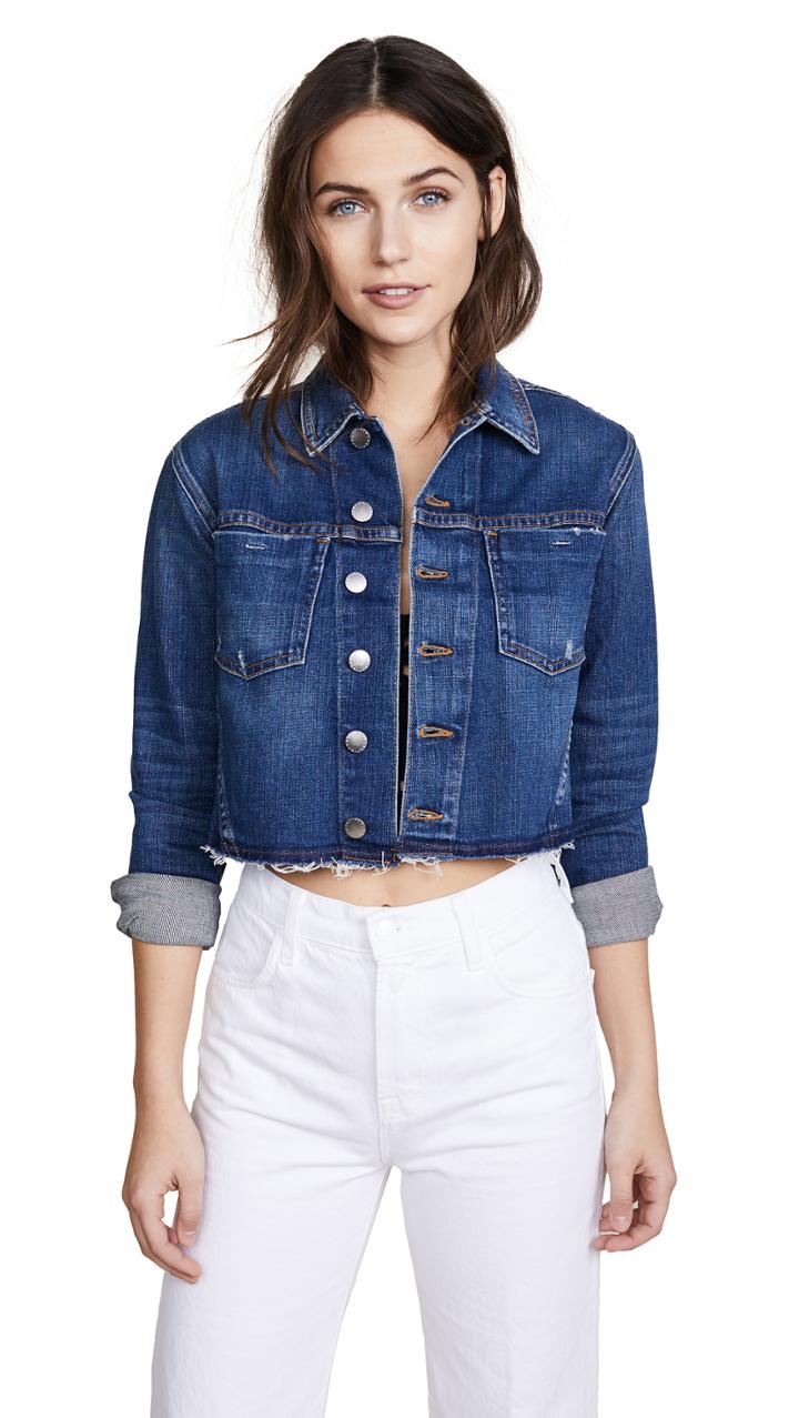 L Agence Cropped Denim Jacket