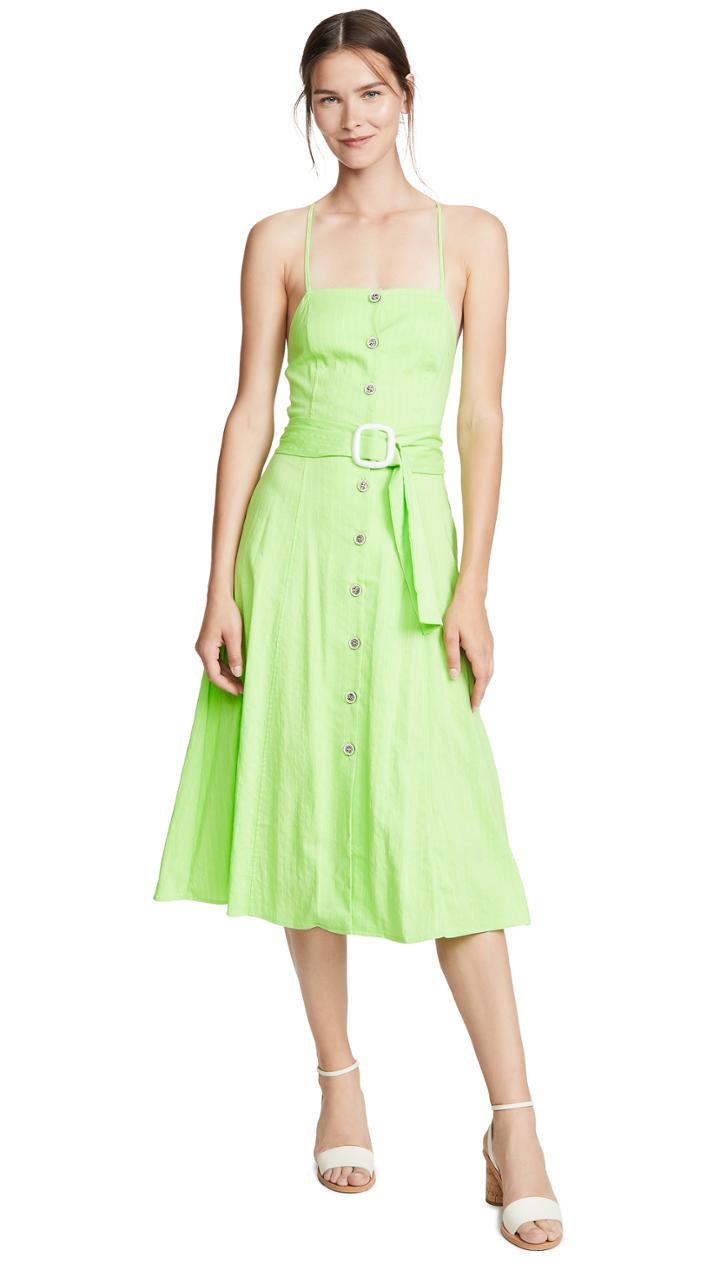 Moon River Lime Pinstripe Dress