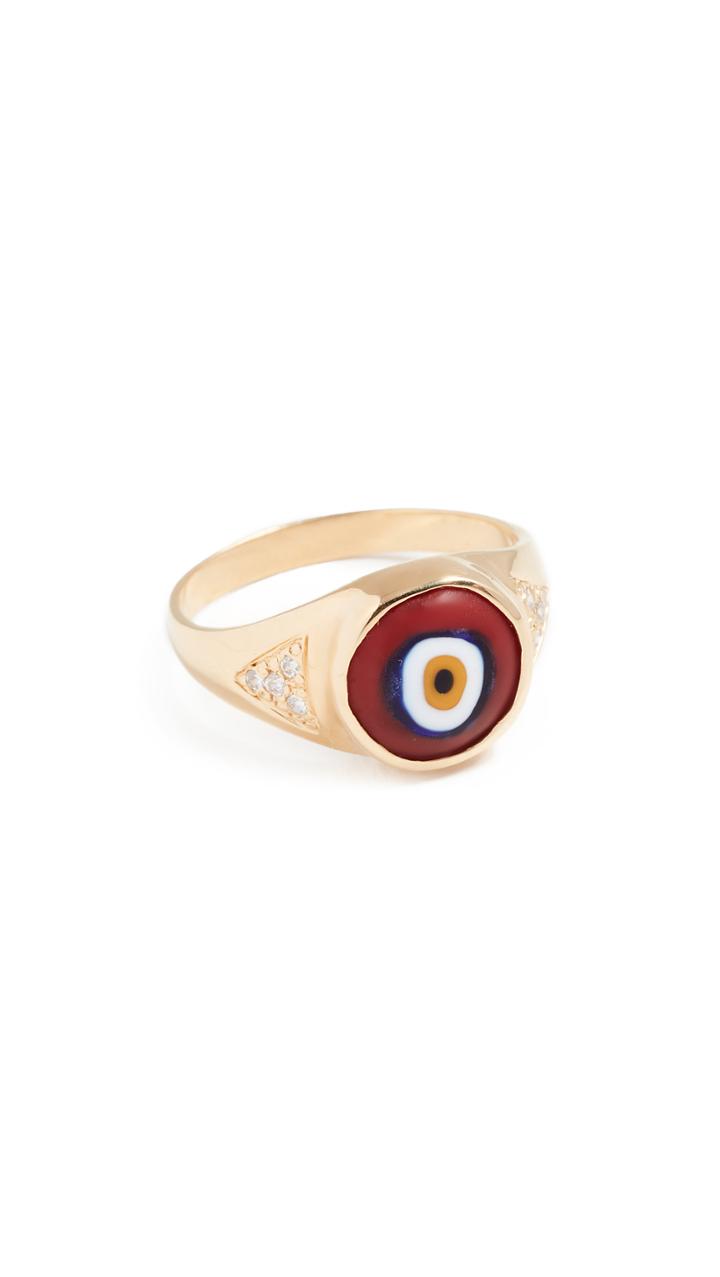 Jacquie Aiche Cz Round Eye Signet Ring